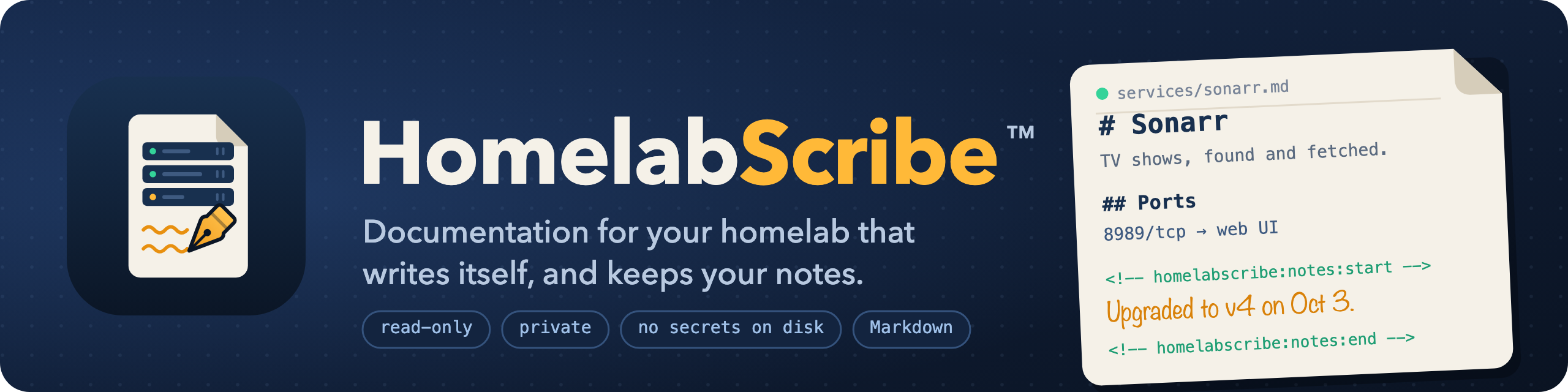 HomelabScribe: documentation for your homelab that writes itself, and keeps your notes